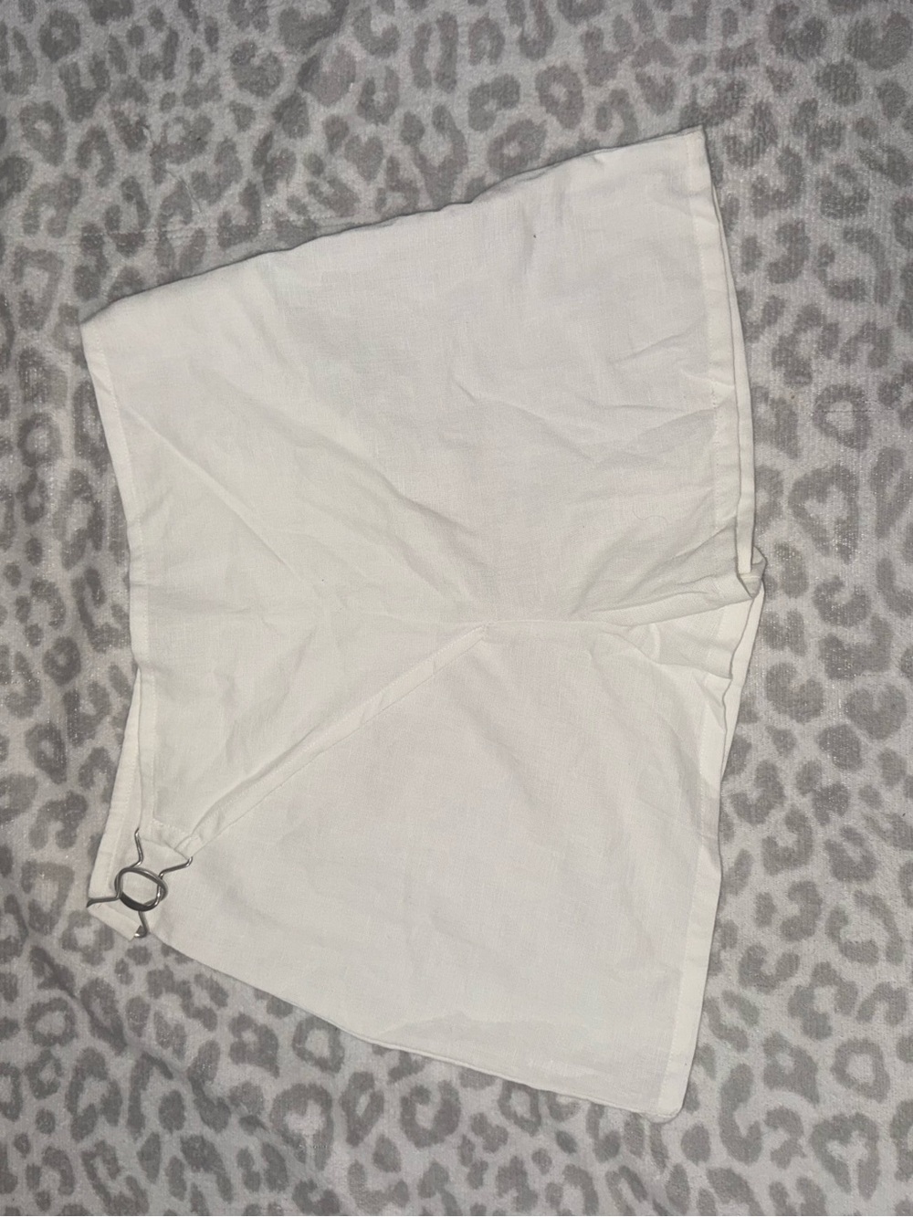 PRETTYLITTLETHING White Linen Mini Skort with Side Ring Detail